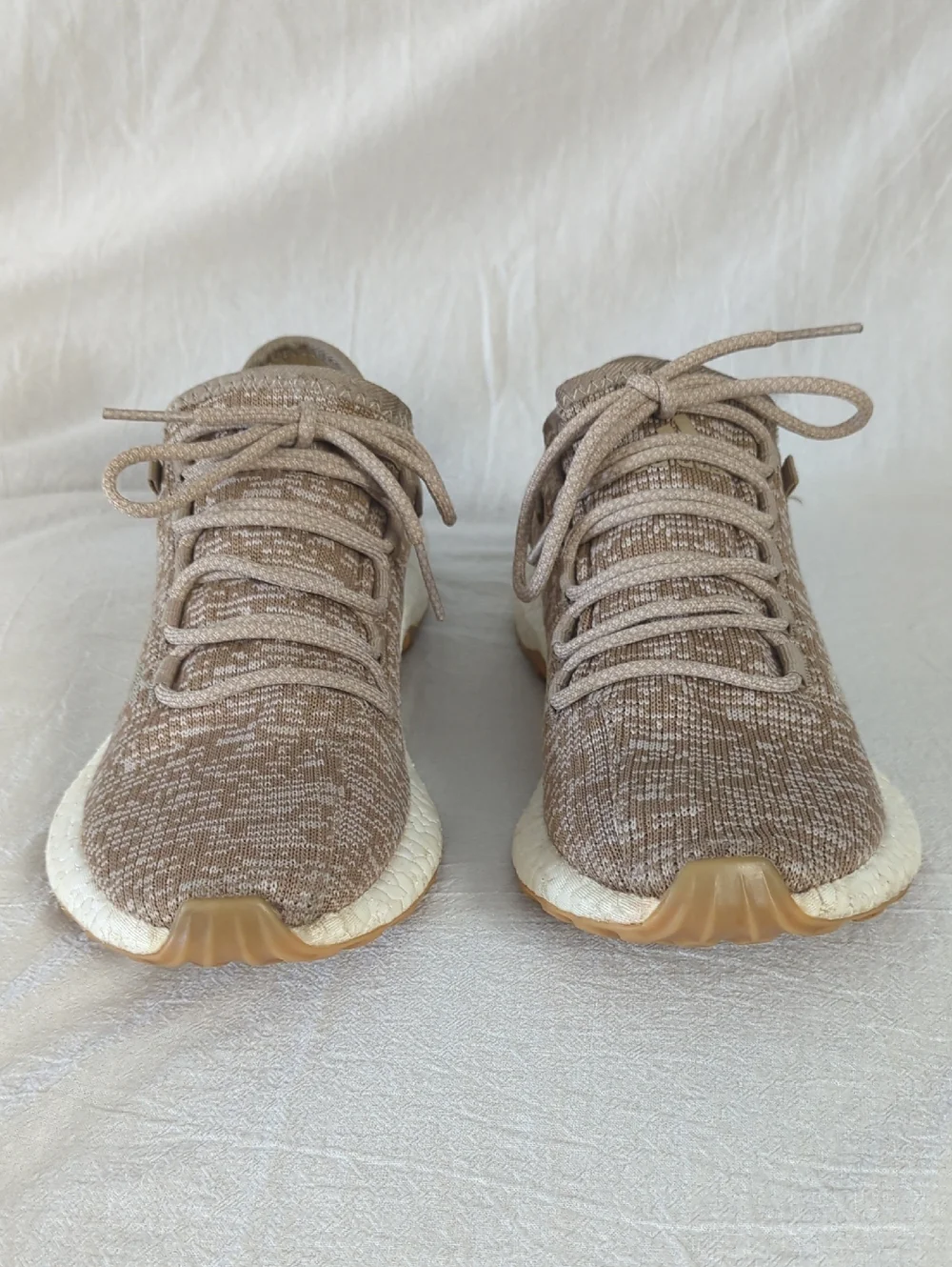 adidas PureBOOST Trace Khaki Oatmeal Tan Knit Sneakers Mens Size 8 S81992